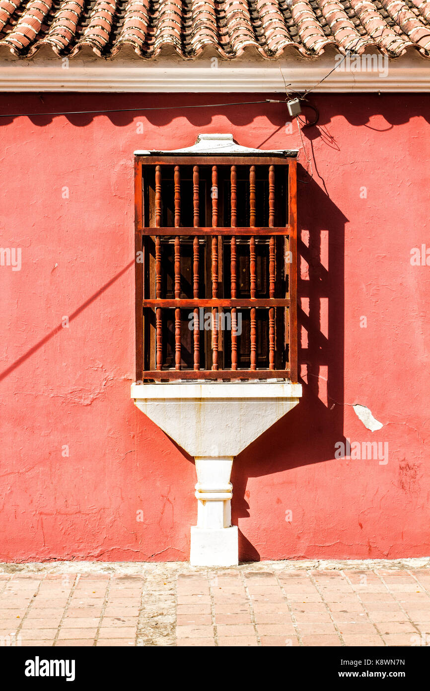 Window of a colonial architecture house in historic center. Coro, Falcon state, Venezuela. Stock Photo