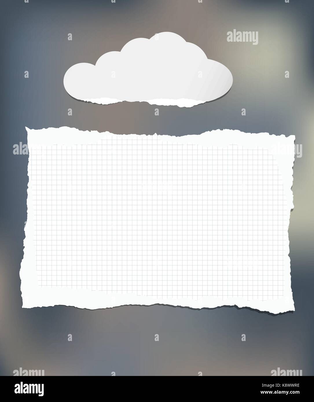 White note, notebook, copybook cloud paper on colorful background Stock ...
