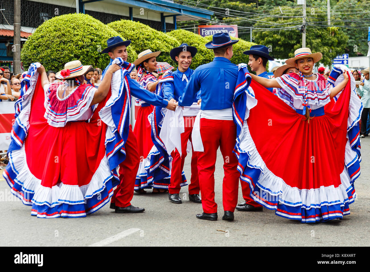 Dancers in colorful traditional costumes wow onlookers with their  traditional dances during the Independence Day parade in Quepos, Costa Rica  Stock Photo - Alamy