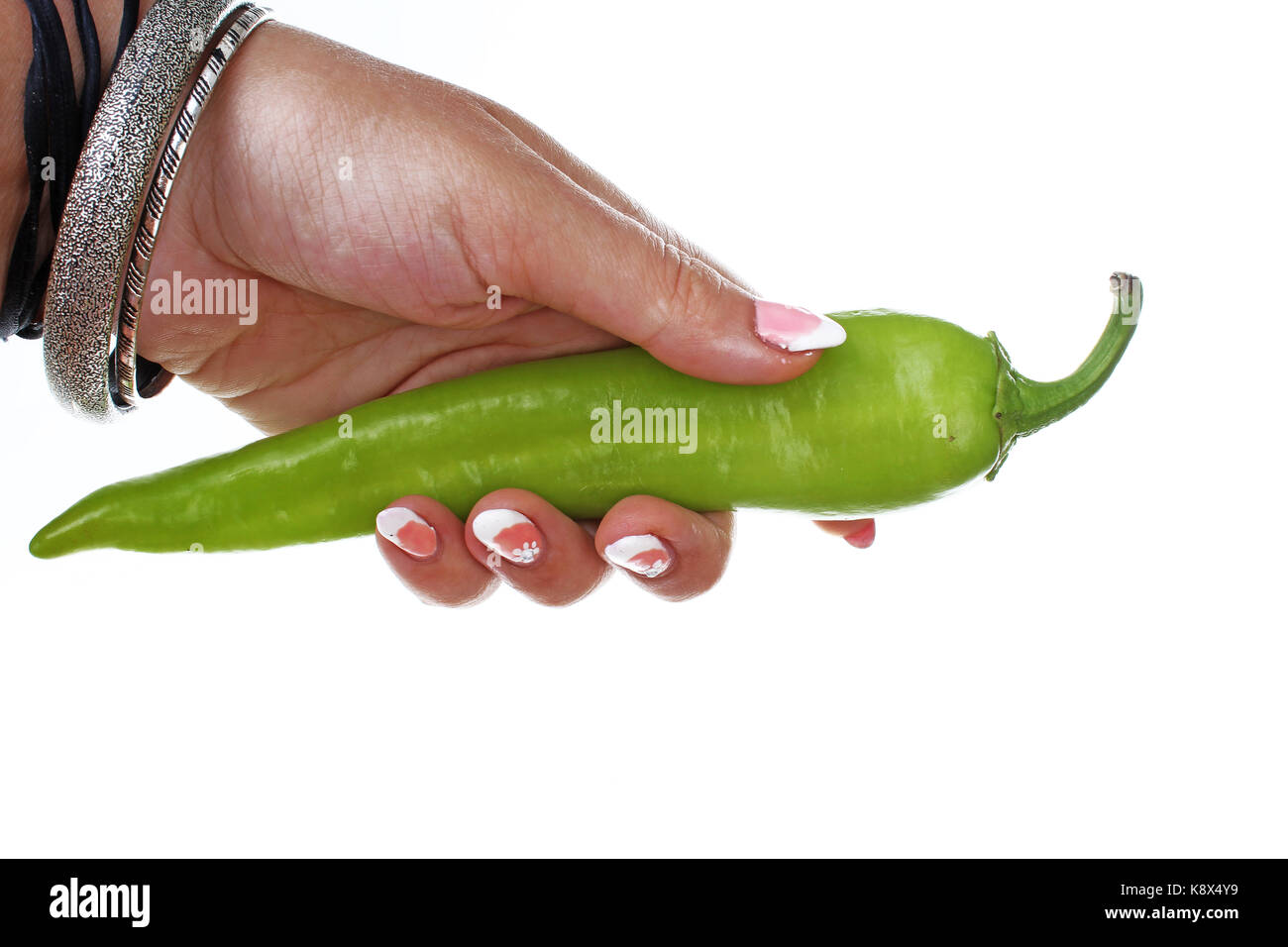 Green pepper on isolated white background Stock Photo - Alamy