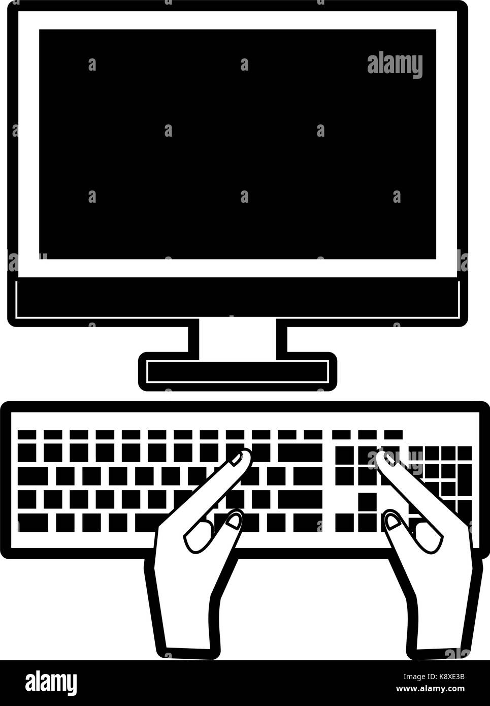 computer and hands typing on keyboard icon image Stock Vector Image ...