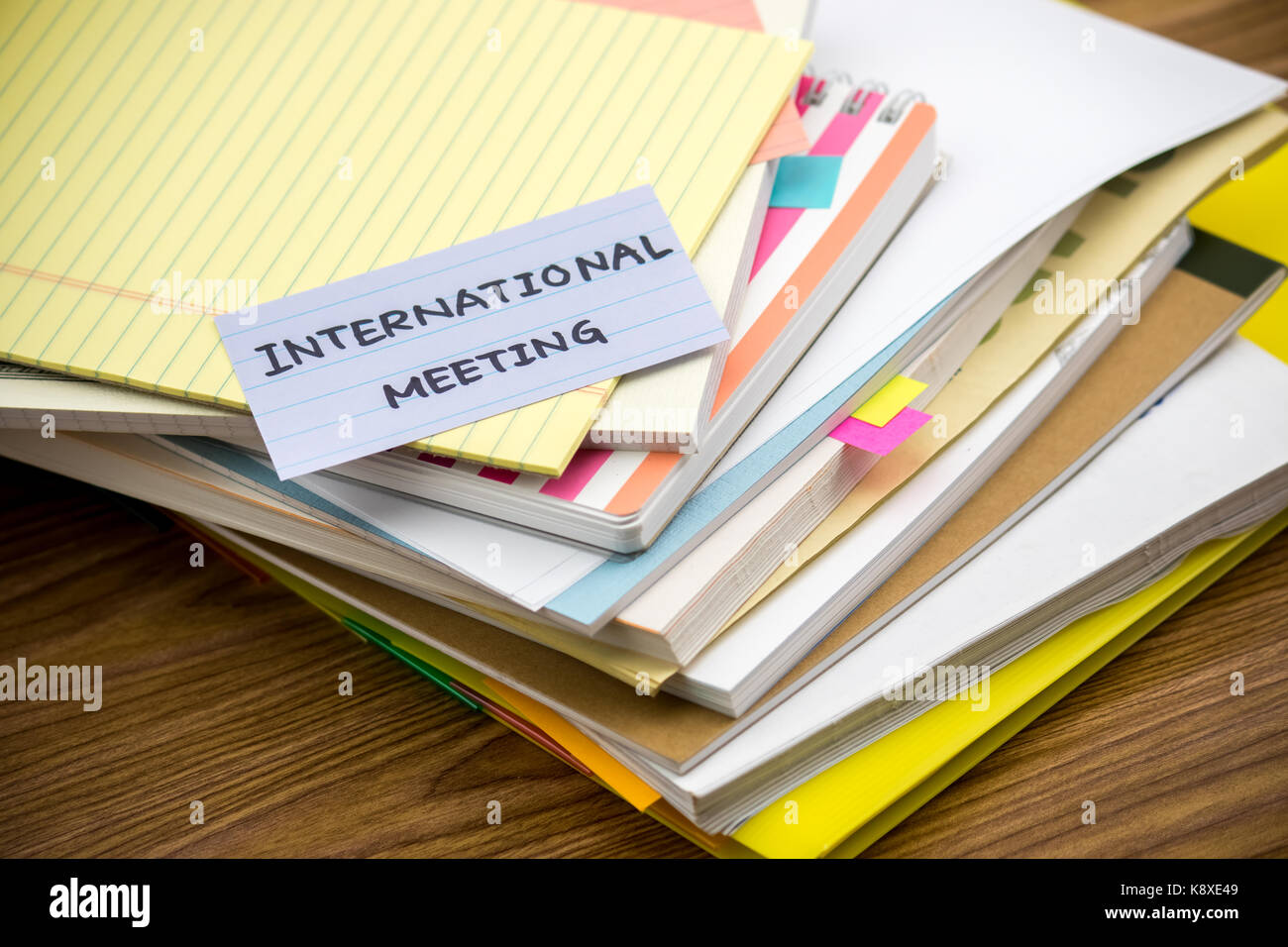 International Meeting; The Pile of Business Documents on the Desk Stock