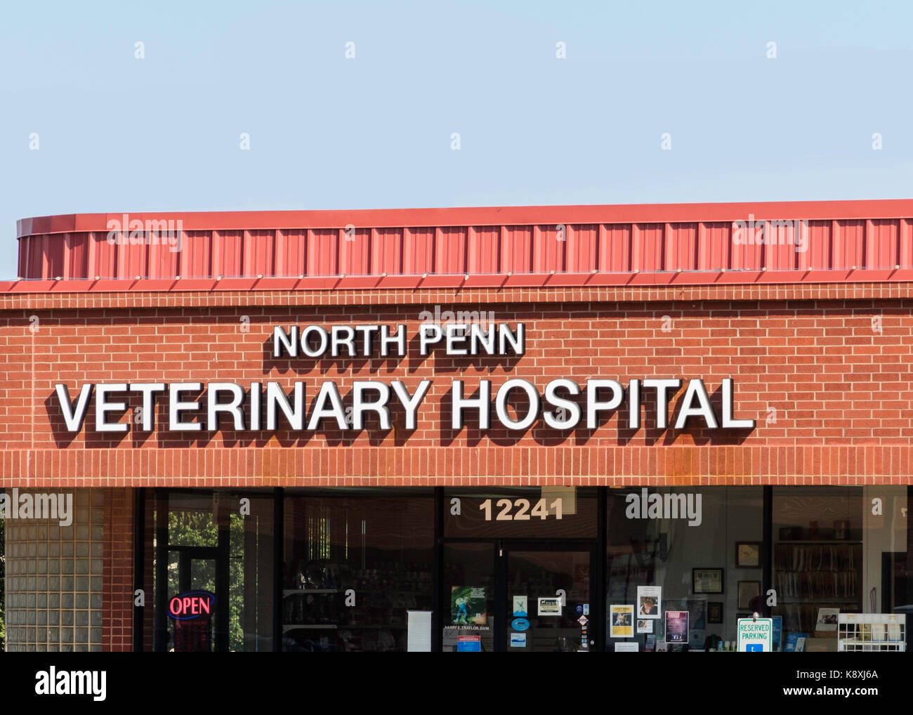 the storefront exterior sign of north penn veterinary hospital in K8XJ6A