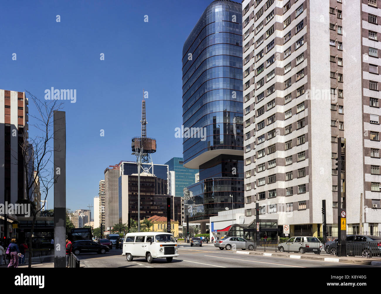 Paulista Avenue - São Paulo - The financial center in São Paulo city Stock Photo