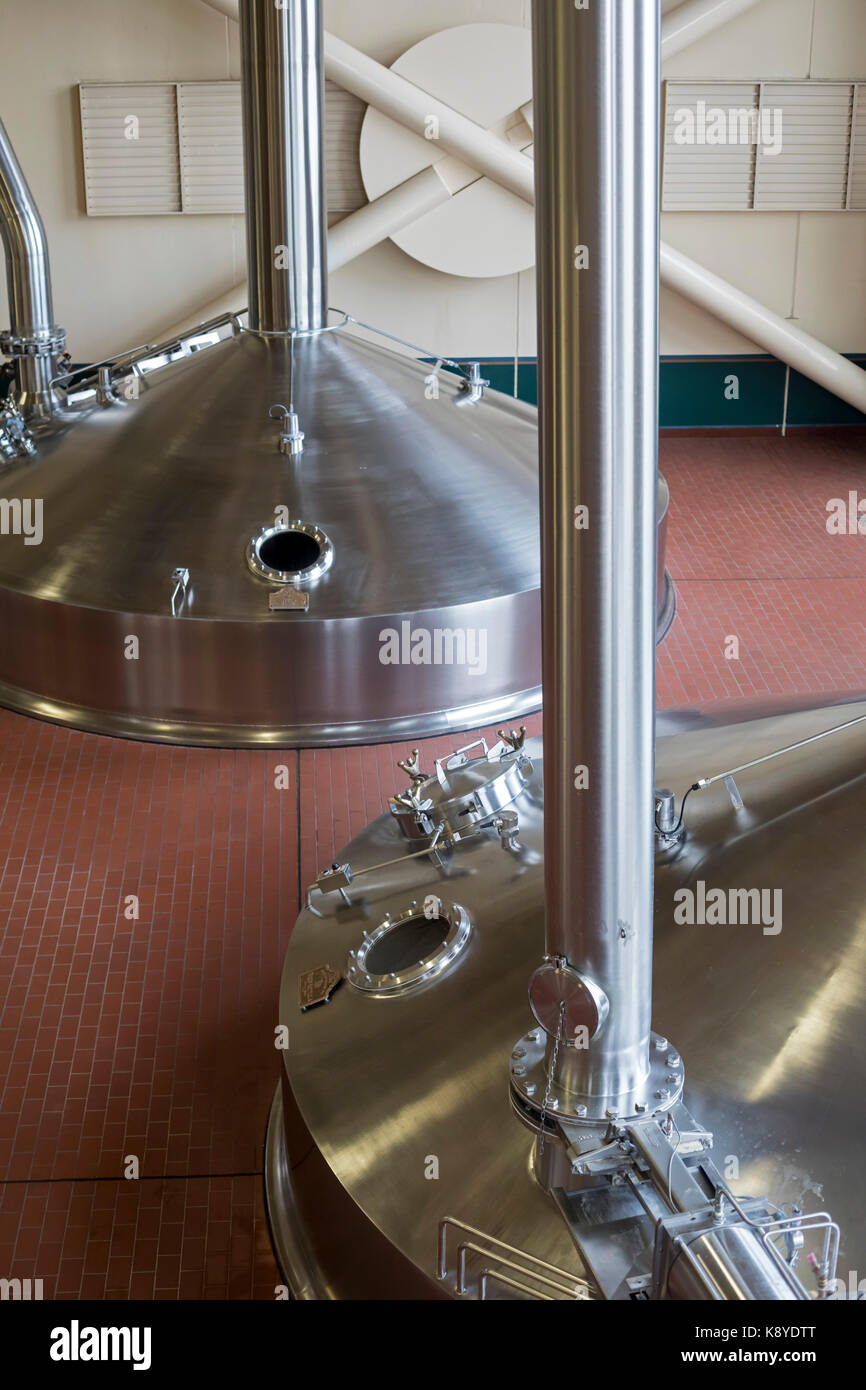 Fort Collins, Colordo - Brew kettles at the Anheuser-Busch brewery. It is one of 12 breweries the company operates across the United States. Stock Photo