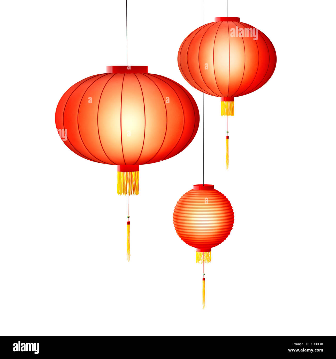 Chinese New Year - Chinese lanterns isolated on white background Stock Photo