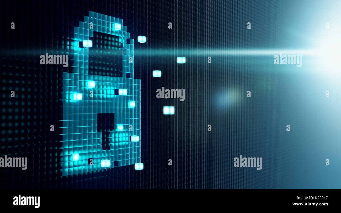 Cube forming digital lock icon, security concept Stock Photo - Alamy