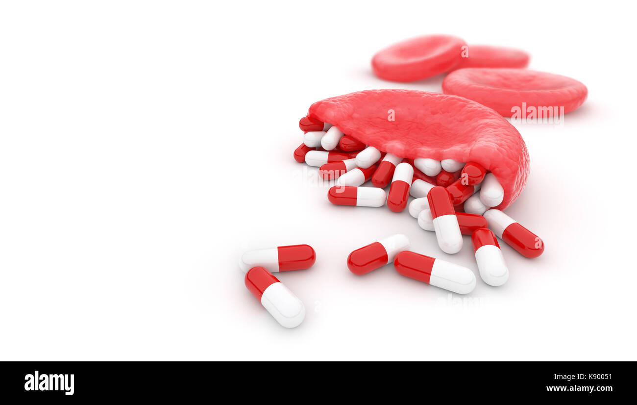 Hemoglobin stuffed with capsules Stock Photo
