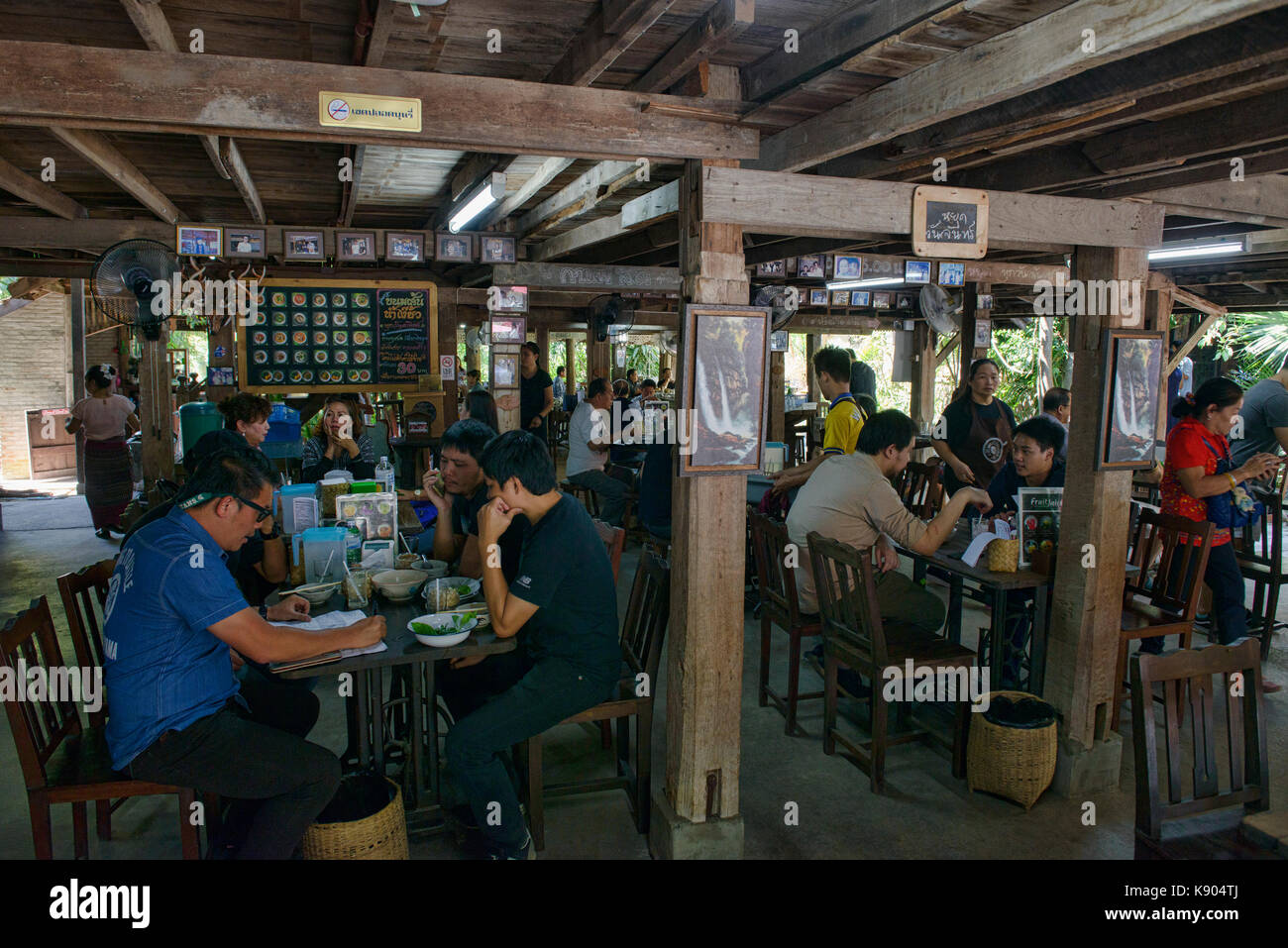 Enjoying traditional northern food in Chiang Mai, Thailand Stock Photo