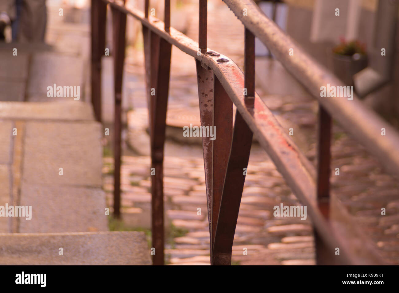Railing on the street closeup background Stock Photo - Alamy