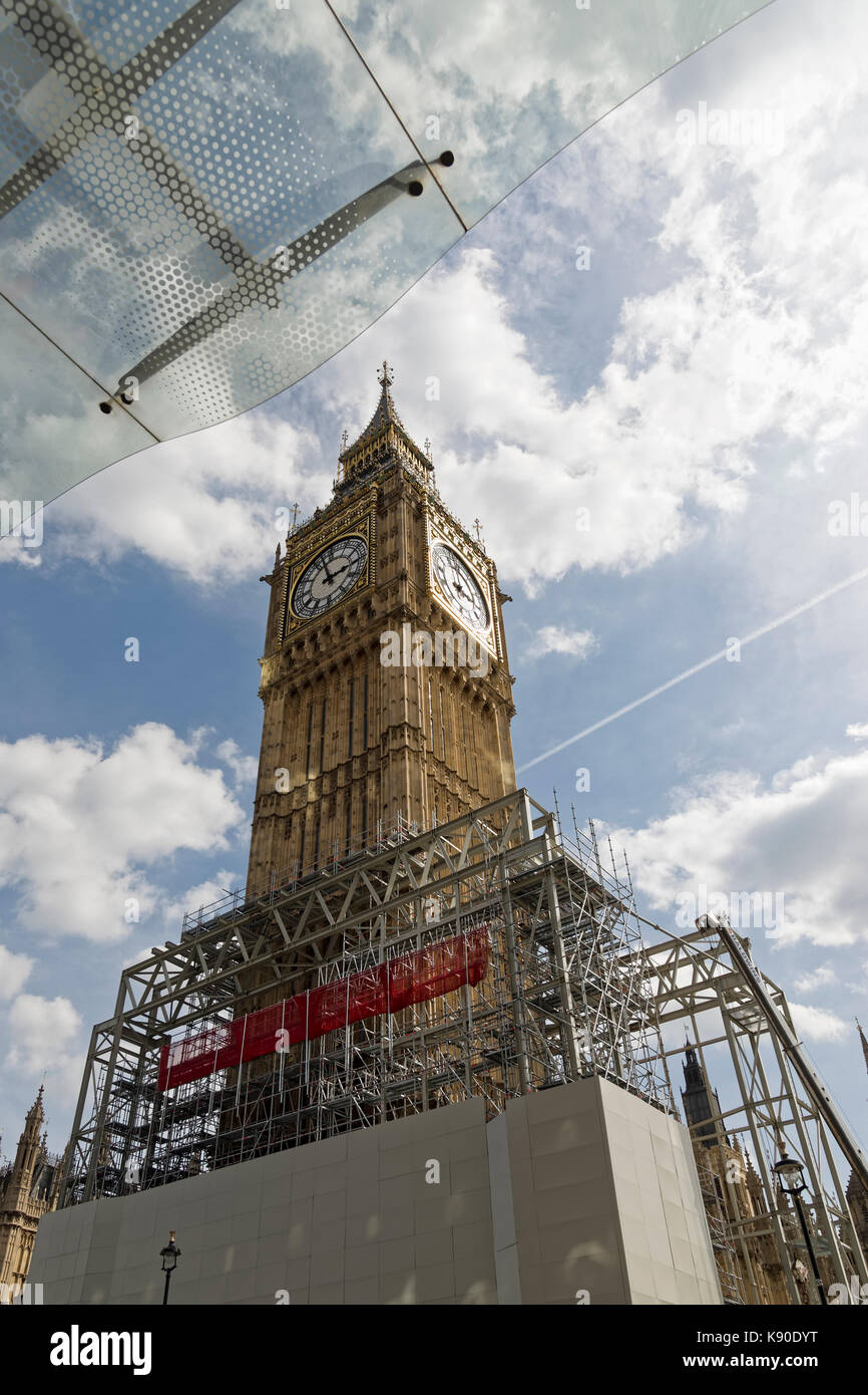 London, UK - August 17, 2017: Parliament to reconsider the length of time Big Ben will be silenced during renovation work . The bell is to be put out  Stock Photo