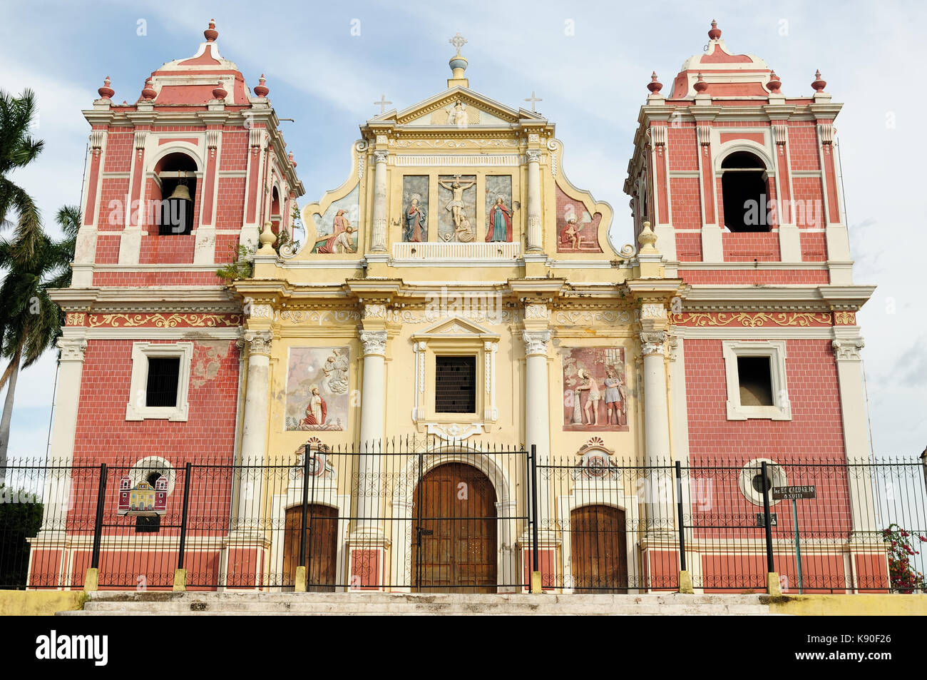 Central America, Leon - the colonial Spanish city in Nicaragua has the larges cathedral in Central America and the colorful architecture. Stock Photo