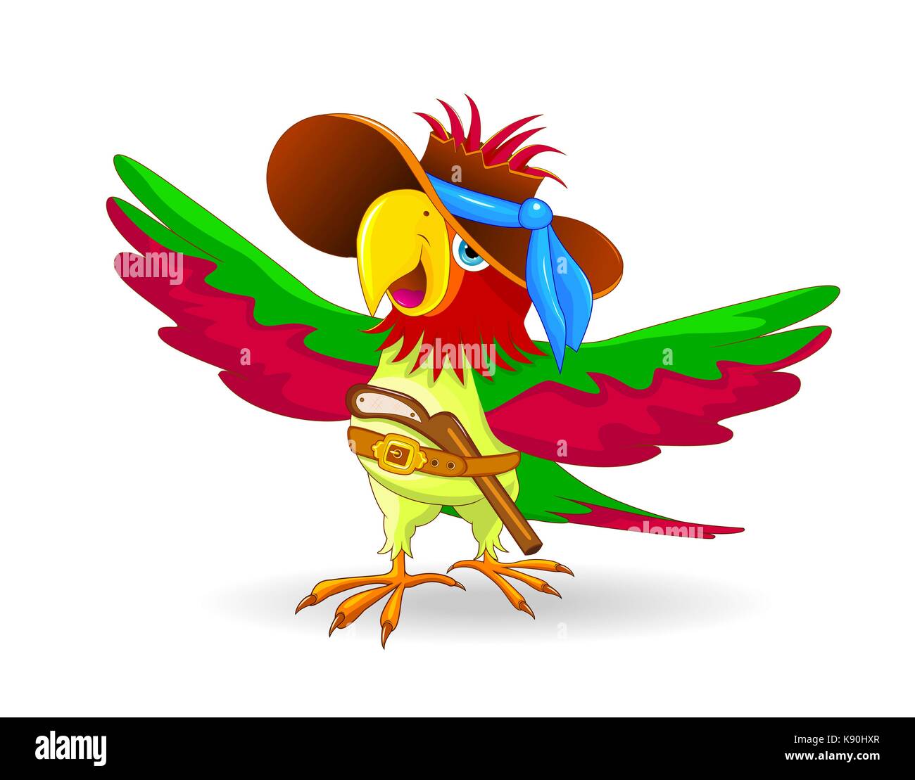 Parrot The Pirate Cartoon Parrot Pirate With Hat On Head On White Stock Vector Image Art Alamy