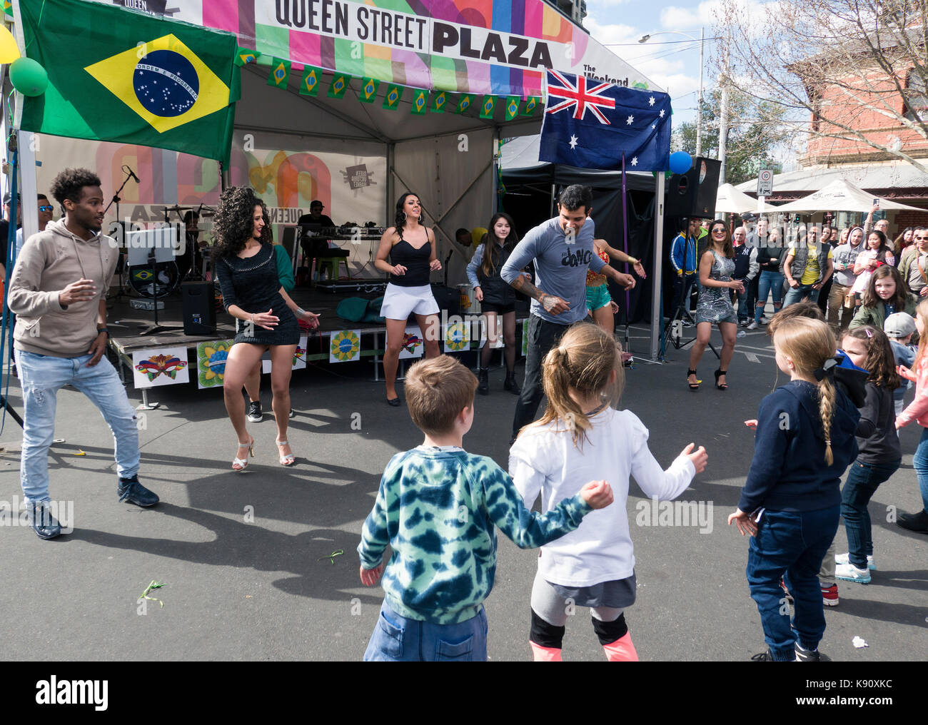Children dancing Viva Brazil Festival Melbourne Victoria Australia Stock Photo