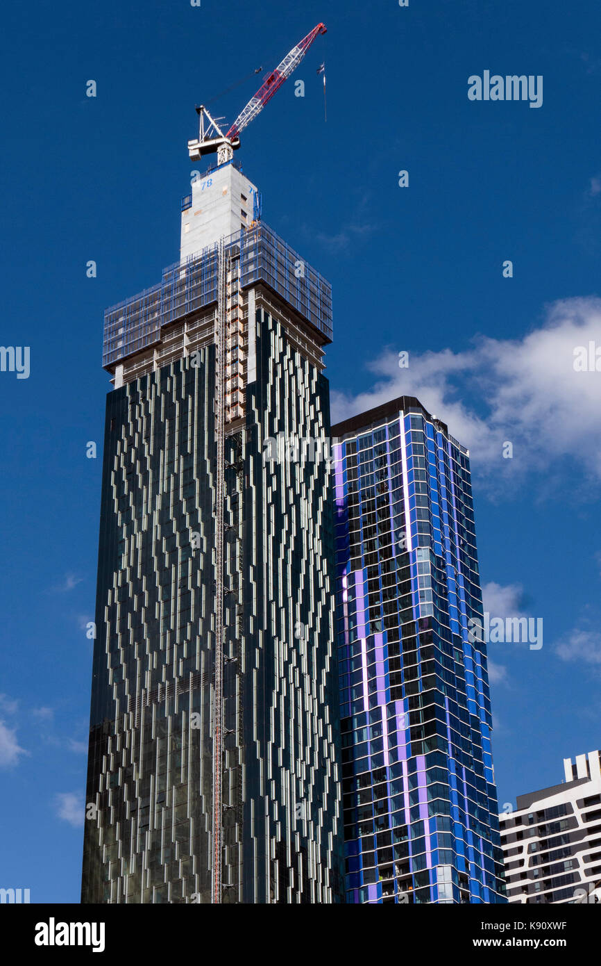 High rise construction Melbourne city centre Victoria Australia Stock