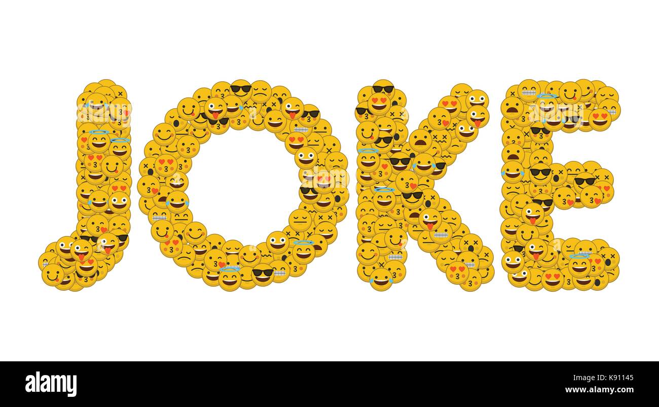 The word joke written in social media emoji smiley characters Stock Photo