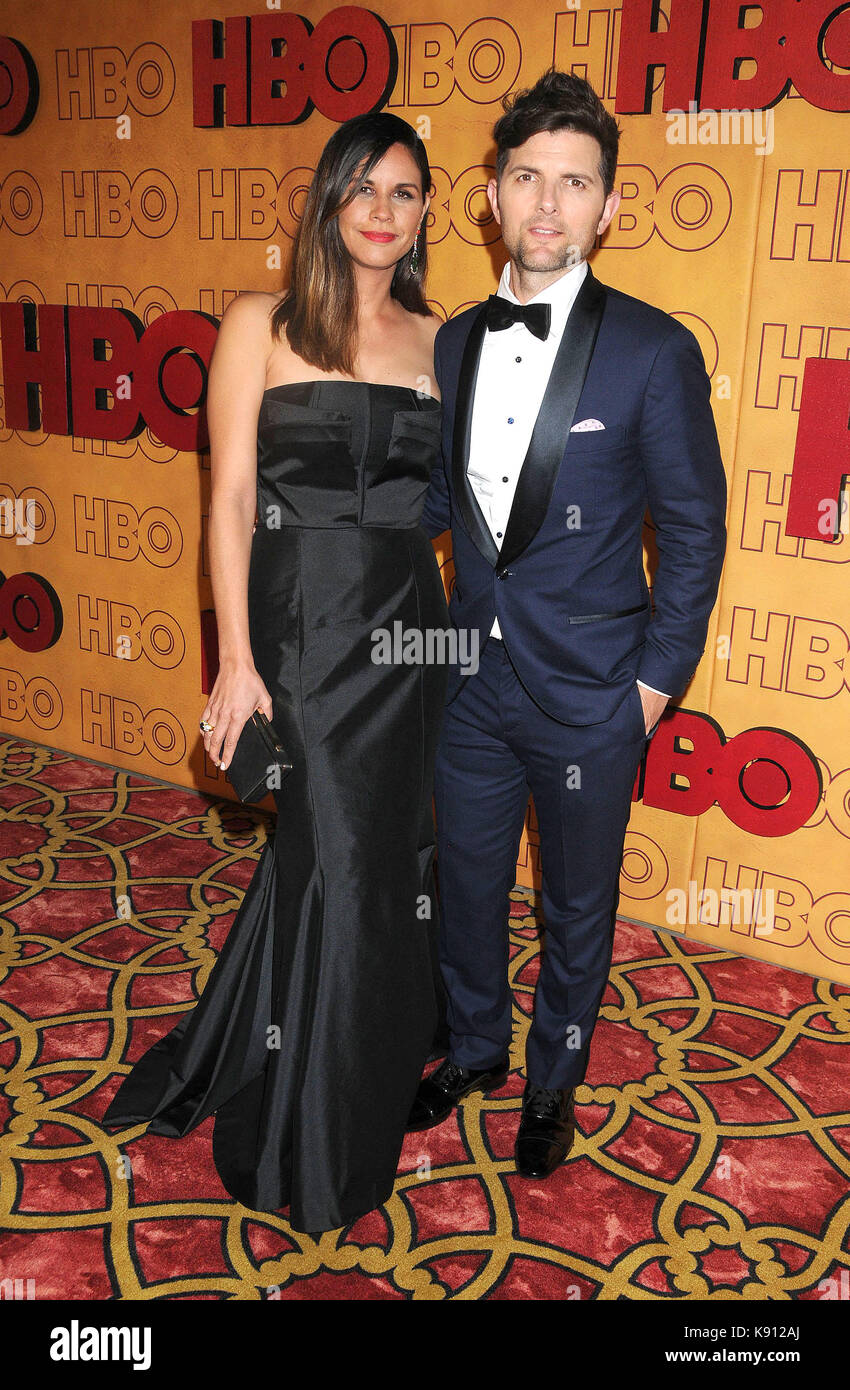 September 17, 2017 - Los Angeles, California, United States - September 17th 2017 - Los Angeles, California  USA - Actor ADAM SCOTT, Actress NAOMI SCOTT  at the ''HBO Emmy Party''  held at the Pacific Design Center, Los Angeles,  CA. (Credit Image: © Paul Fenton via ZUMA Wire) Stock Photo