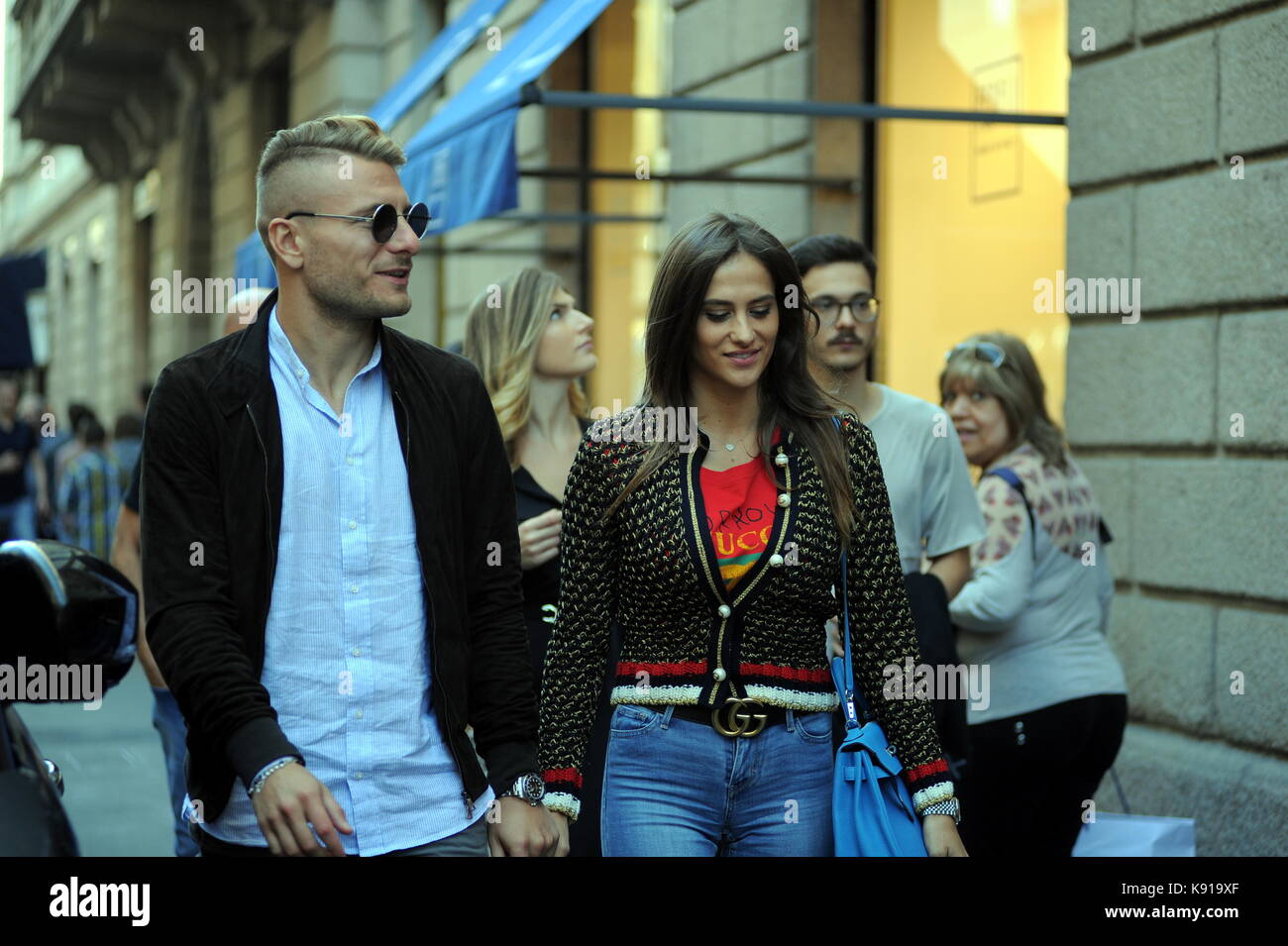 Milan, Ciro Immobile and his wife Jessica in the center The attacker of