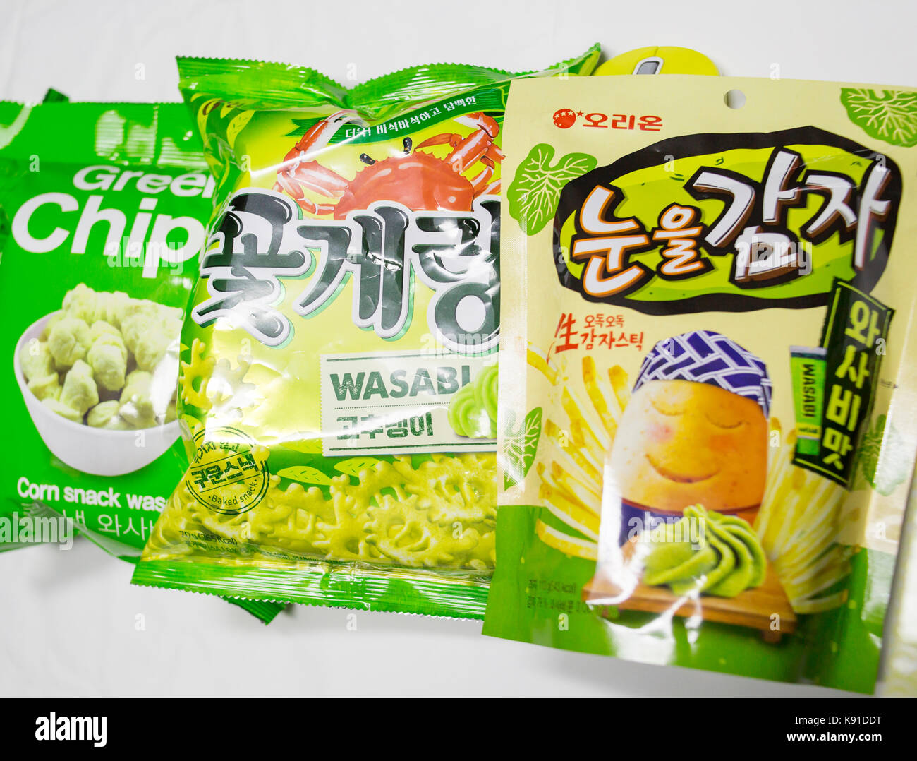 Wasabiflavored Korean snacks, Sep 20, 2017 Wasabiflavored Korean