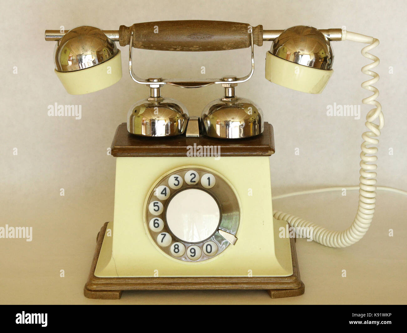 telephone analog vintage wire call Stock Photo