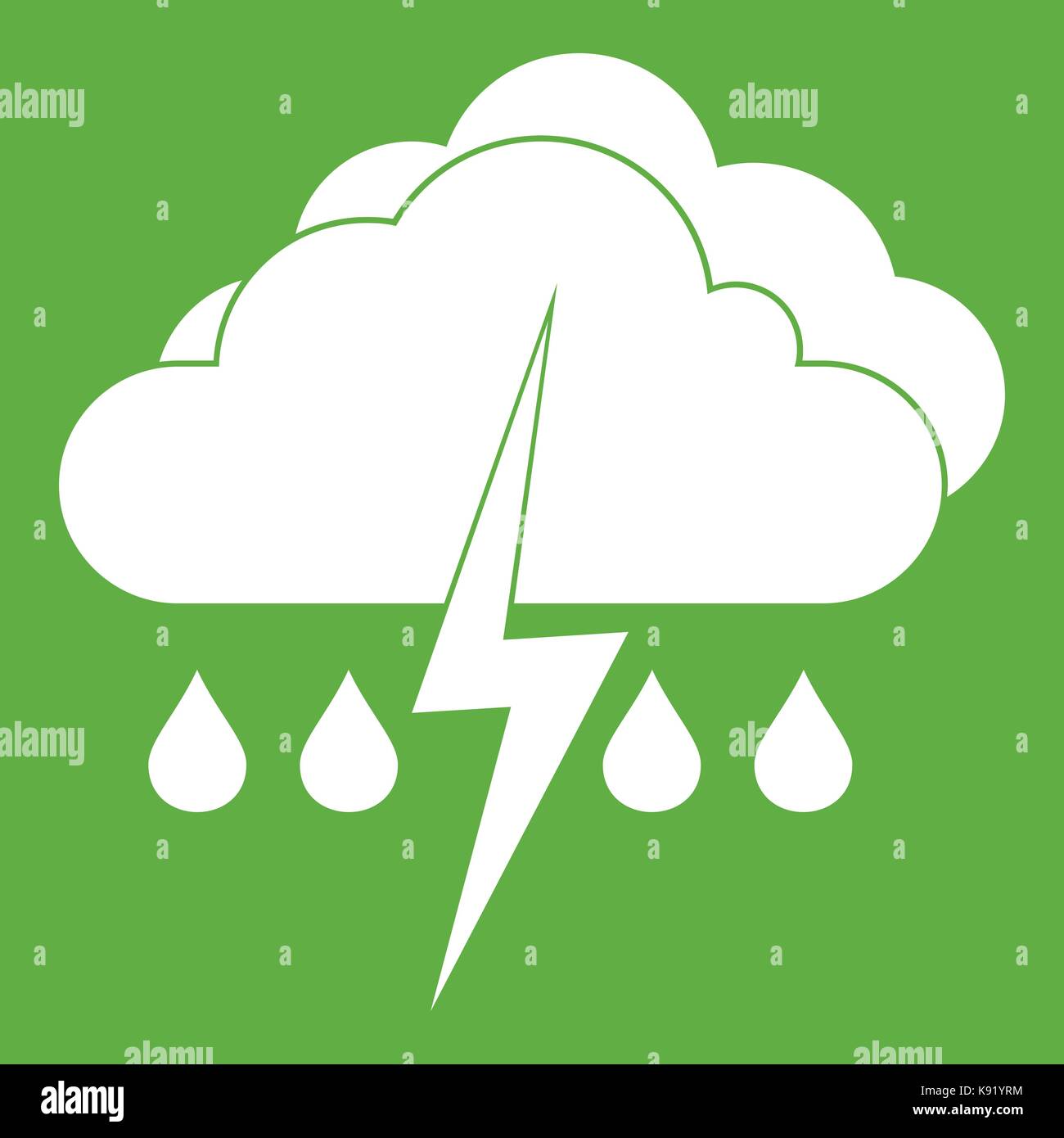 Cloud with lightning and rain icon green Stock Vector Image & Art - Alamy