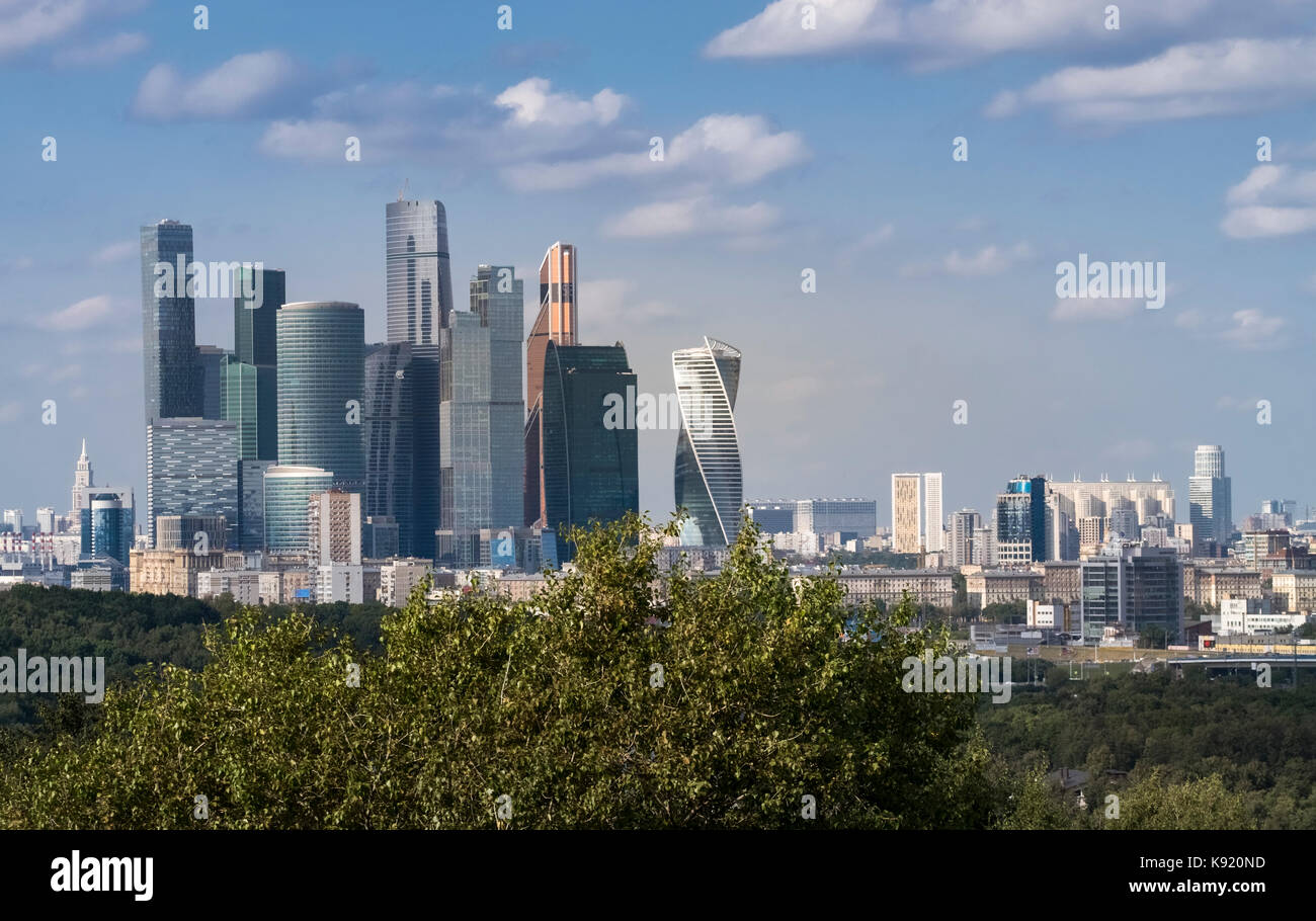 Moscow landmark skyline featuring modern skyscrapers from the Moscow International Business Centre commercial district, Moskva City, Moscow, Russia. Stock Photo