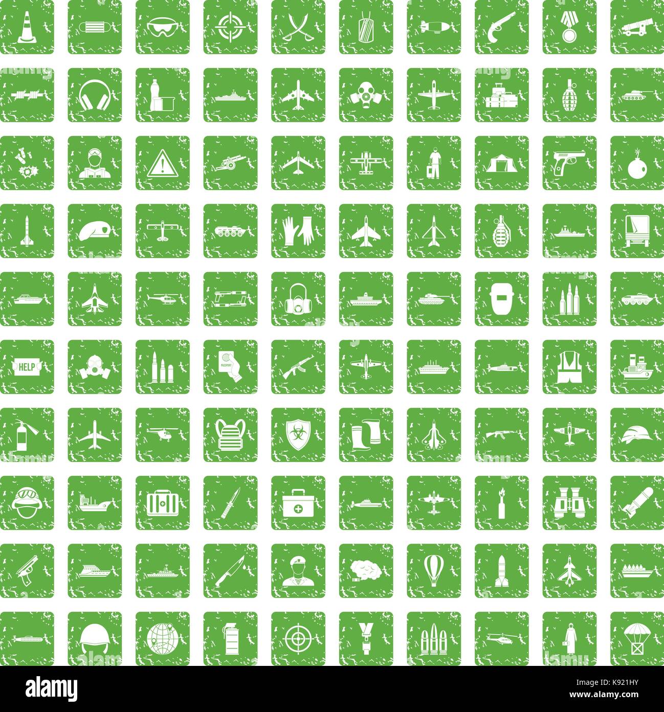 100 military resources icons set grunge green Stock Vector Image & Art ...