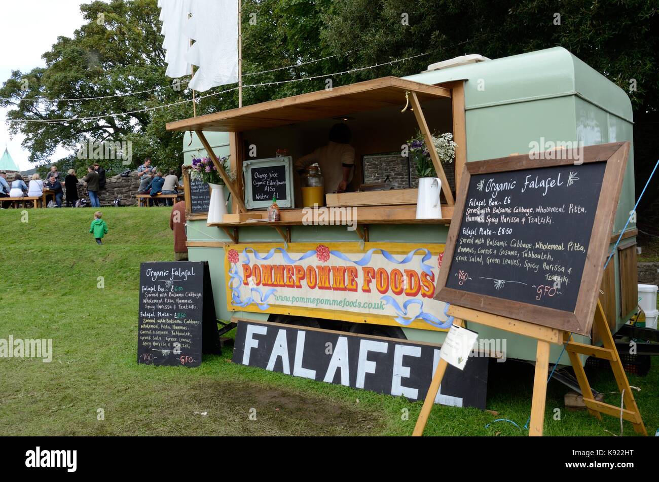 Van selling organic falafel at Abergavenny Food Festival Monmouthshire
