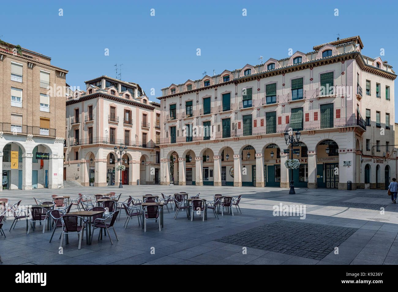 Plaza Luis Lopez Allue in the city of Huesca, Aragon, Spain Stock Photo
