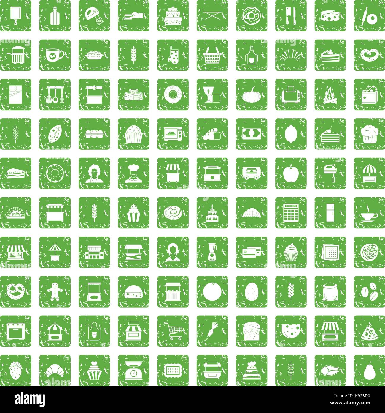 100 bakery icons set grunge green Stock Vector Image & Art - Alamy