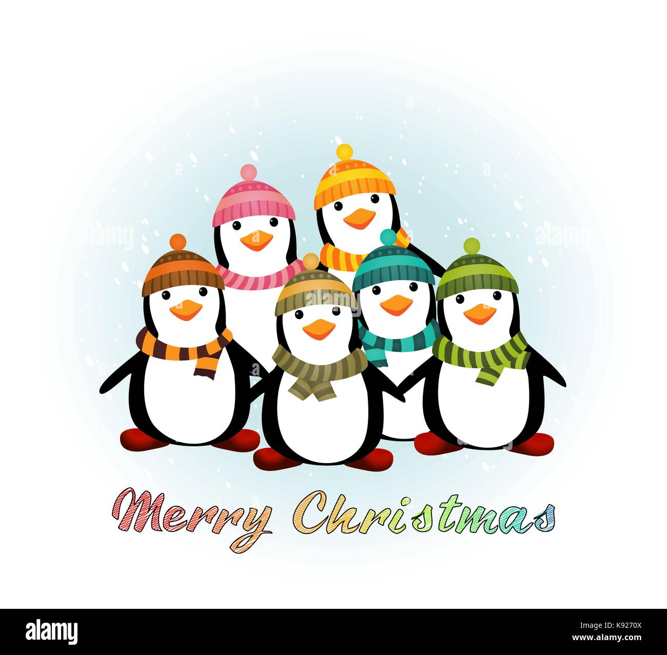 Christmas card with penguins Stock Vector