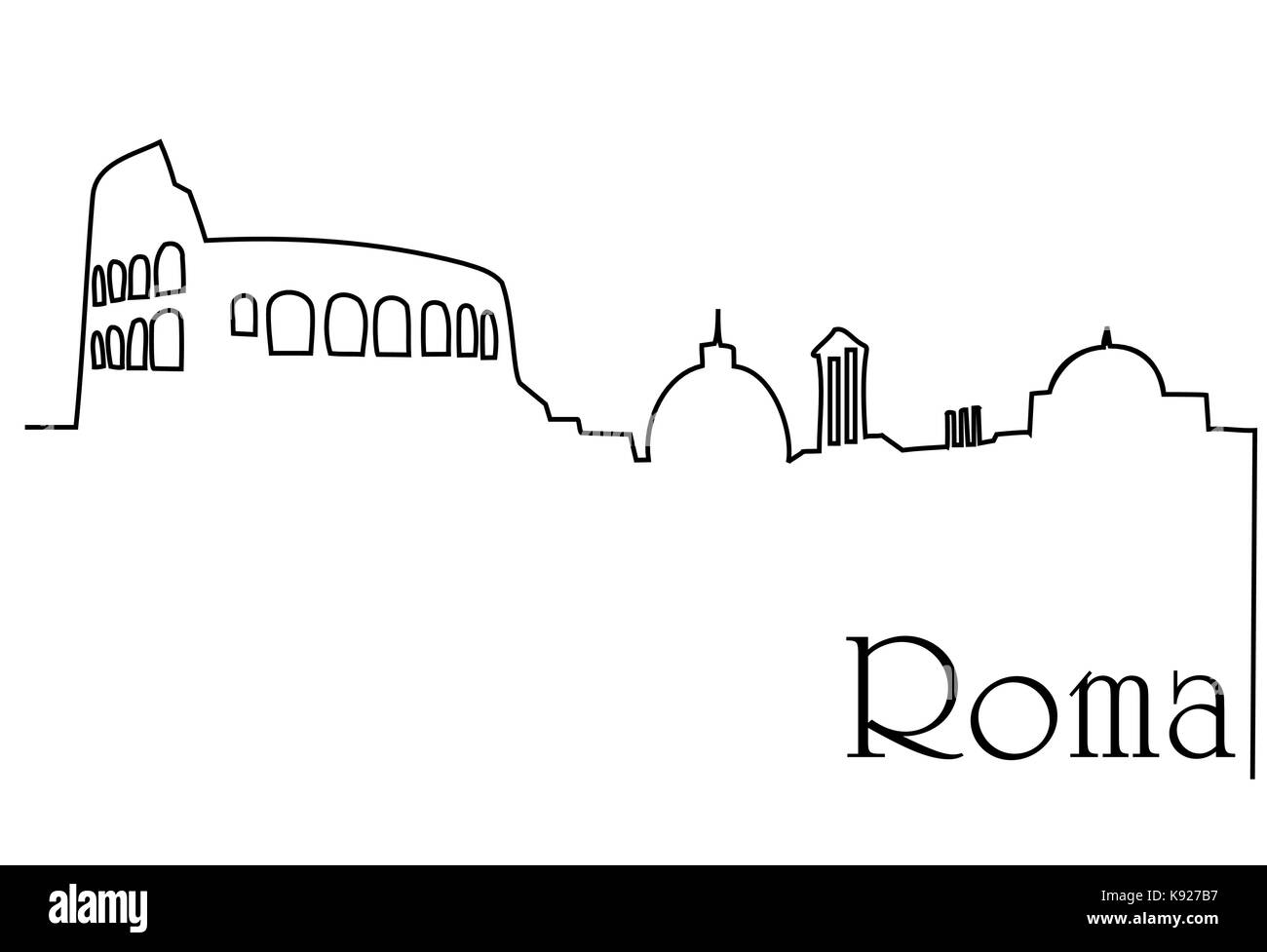 Roma city one line drawing Stock Vector