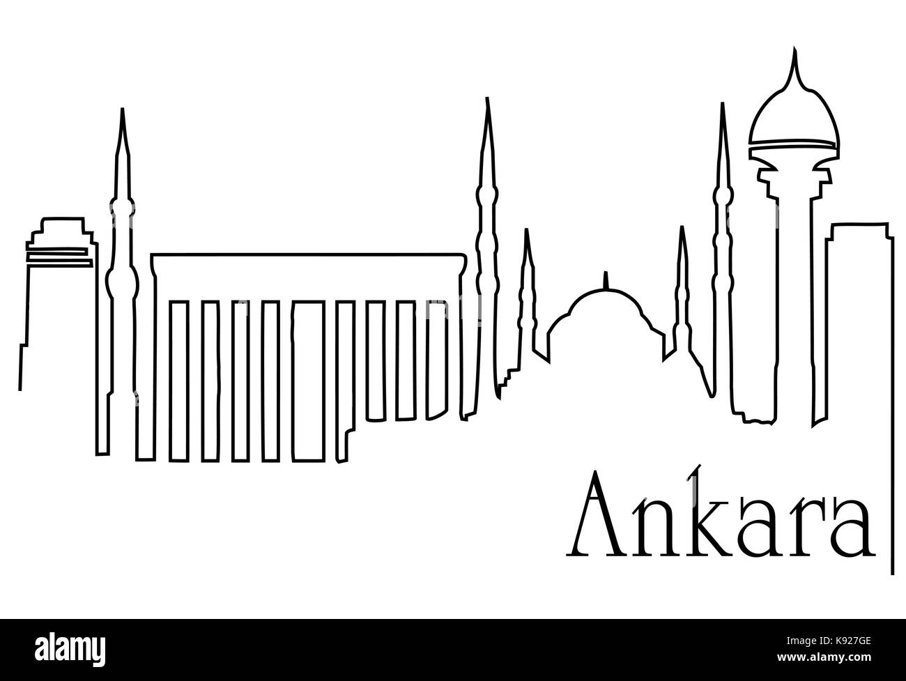 Ankara city one line drawing Stock Vector