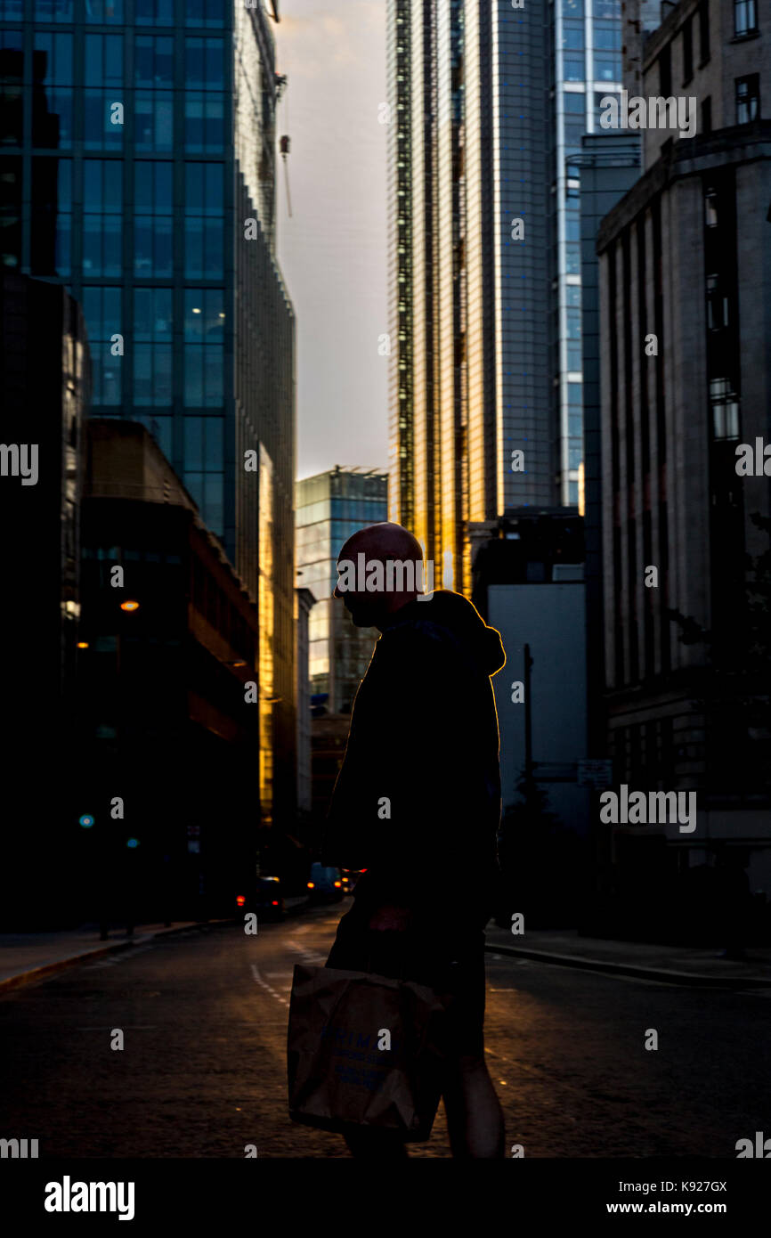 London, UK - August 19, 2017: Sunset in the City of London Stock Photo