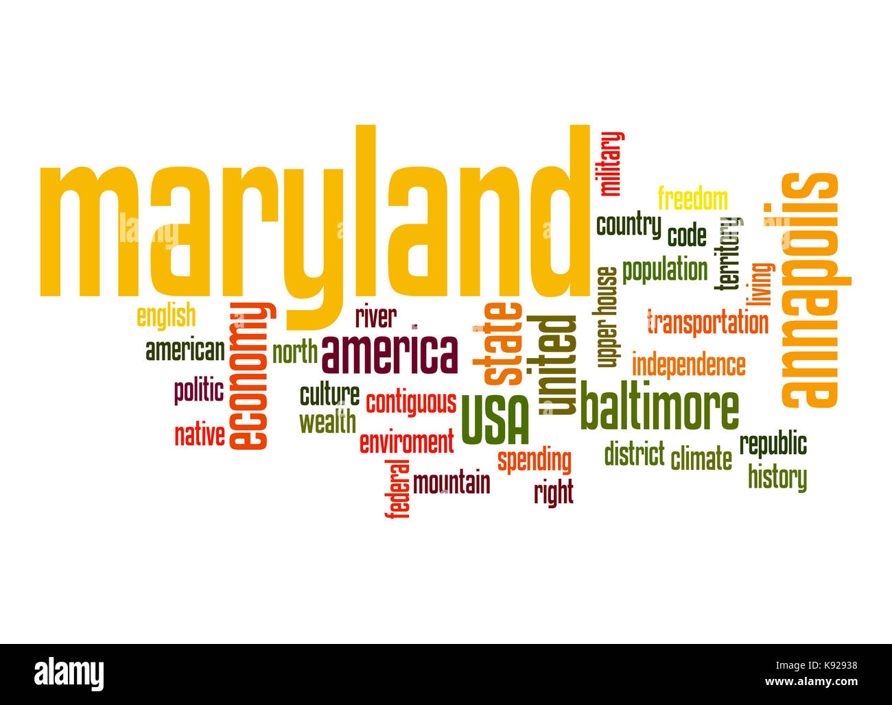 Maryland word cloud Stock Photo Alamy