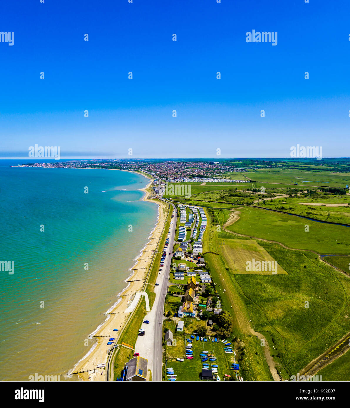 Seasalter, Kent drone shot Stock Photo Alamy