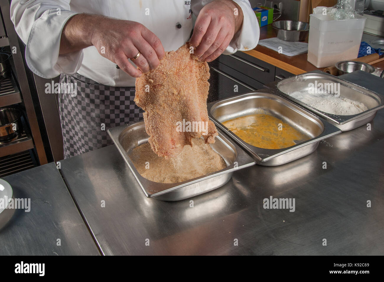 cooking techniques, Restaurant Allegria, Chef Alexander Tschebull, Hamburg, Germany Stock Photo