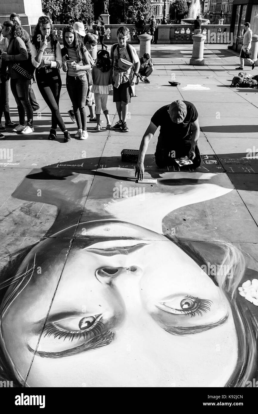 A Street Artist Working In Trafalgar Square, London, UK Stock Photo Alamy