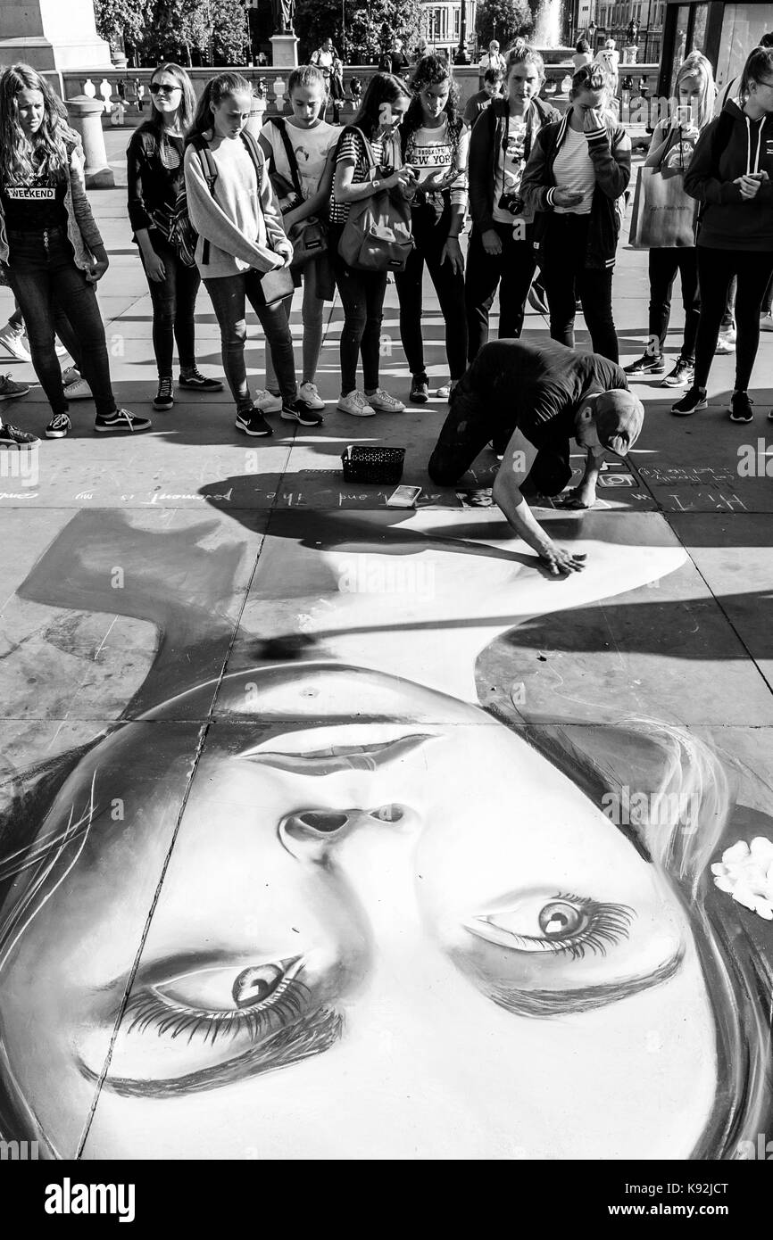 A Street Artist Working In Trafalgar Square, London, UK Stock Photo Alamy