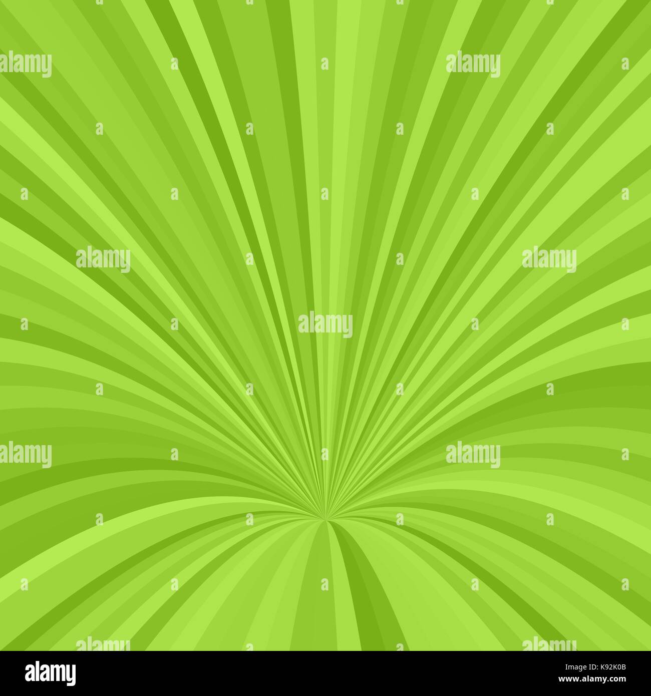 Curved ray burst background - vector graphic from curved stripes in green tones Stock Vector