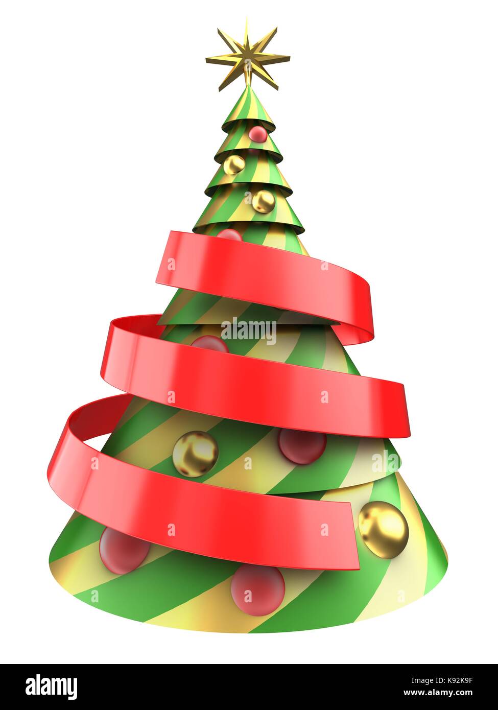 3d illustration of abstract Christmas tree over white background with ...
