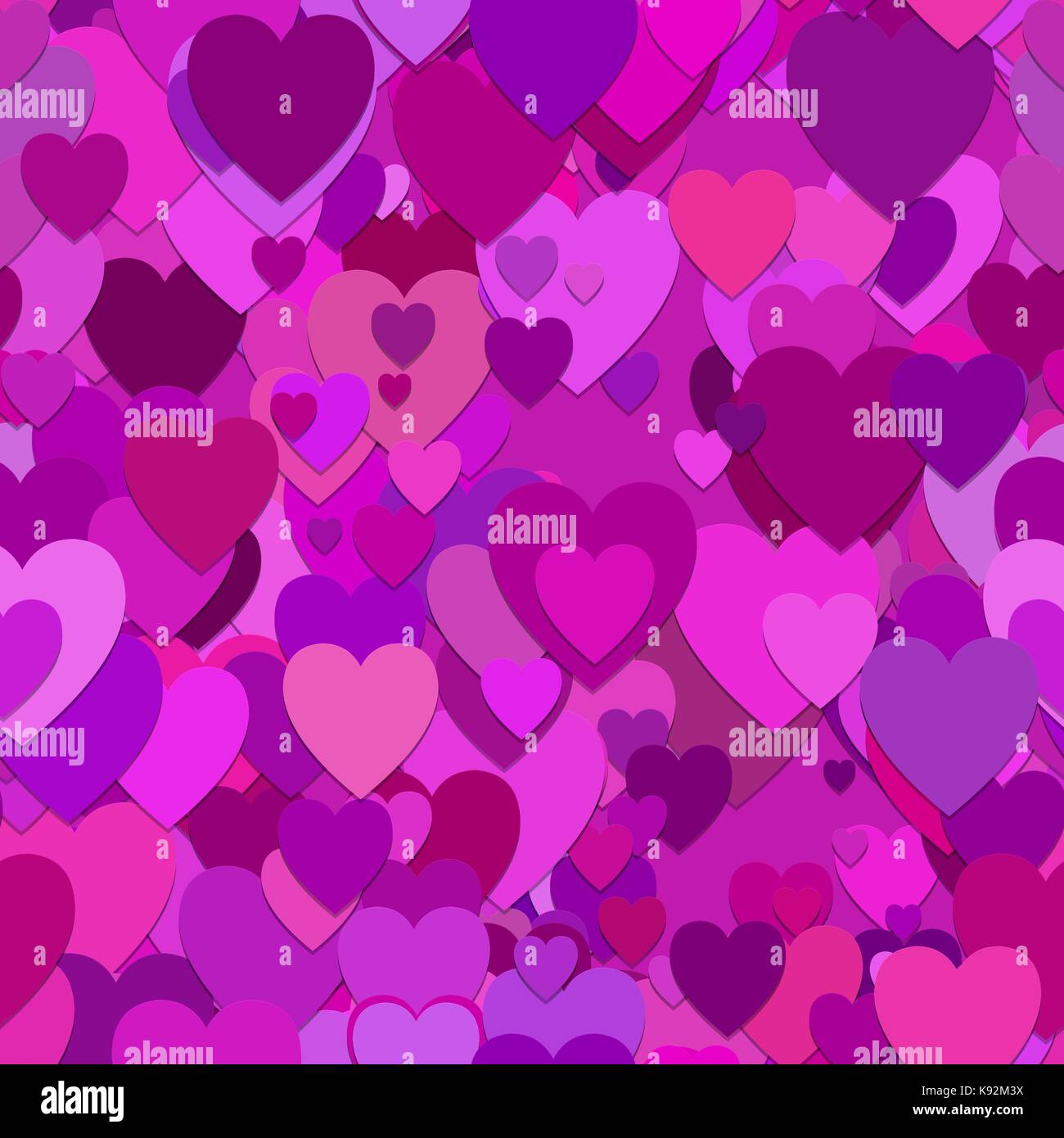 Repeating random valentines day background pattern - vector illustration from purple hearts Stock Vector