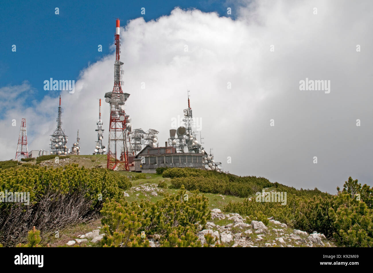 At the peak of La Paganello near Andalo and Tento in northern Italy Stock Photo