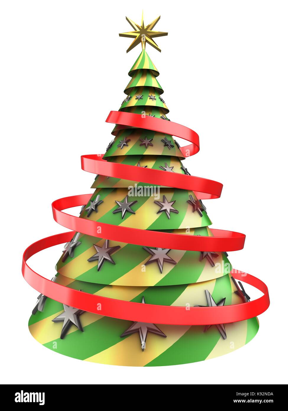 3d illustration of abstract Christmas tree over white background with ...