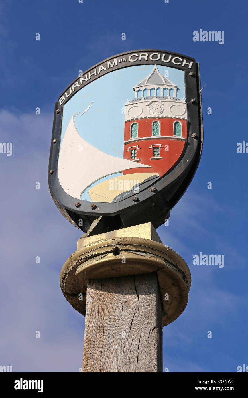 Town sign, Station Road, BurnhamonCrouch, Maldon, Essex, England