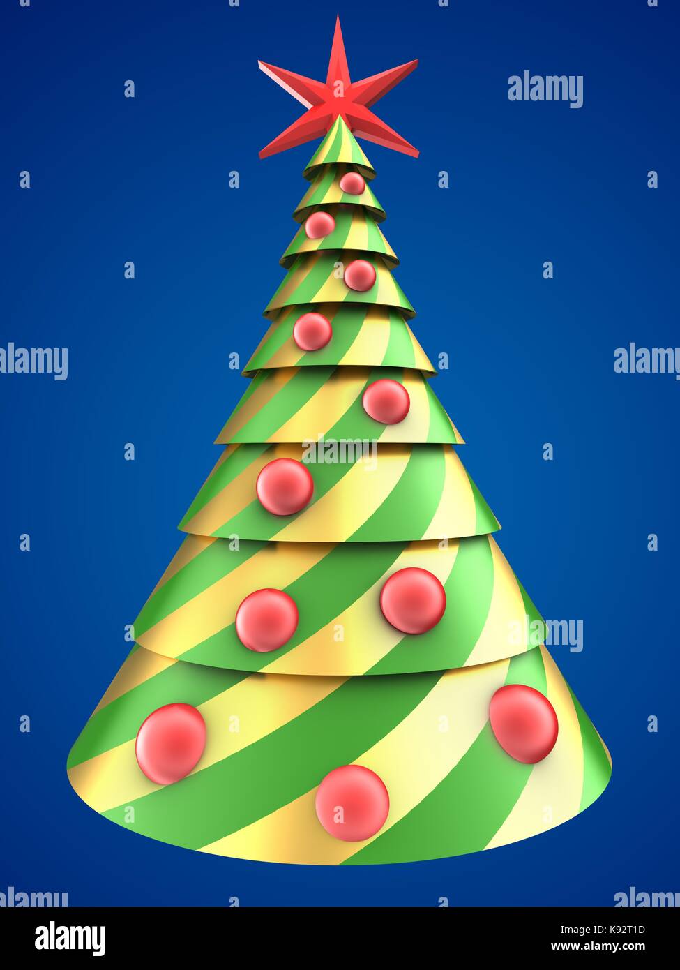 3d illustration of abstract Christmas tree over blue background with ...