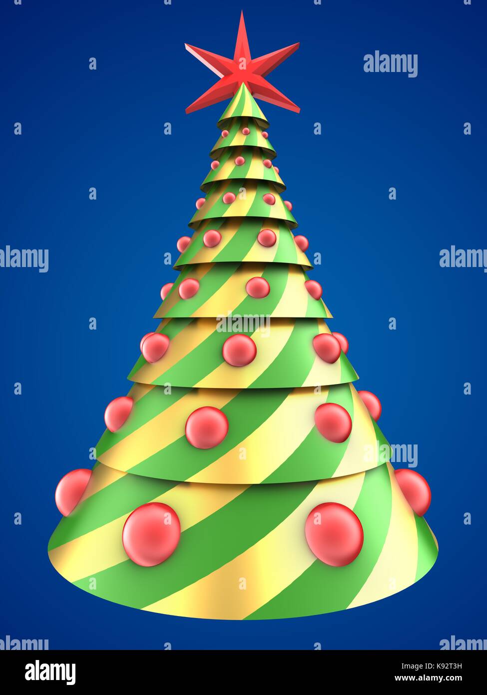 3d illustration of abstract Christmas tree over blue background with ...