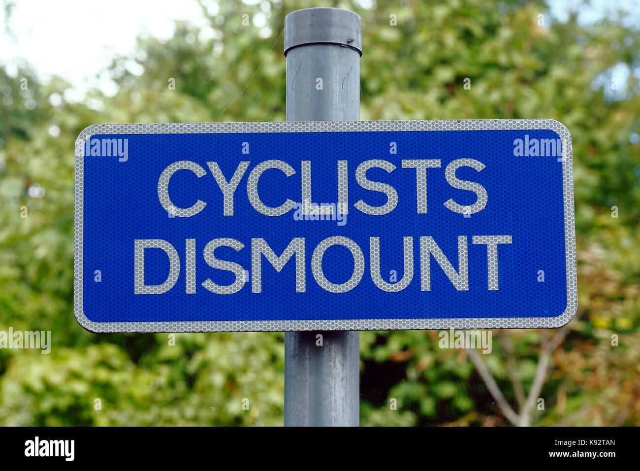 'Cyclist Dismount' notification  London Borough of Merton  South West London  UK Stock Photo
