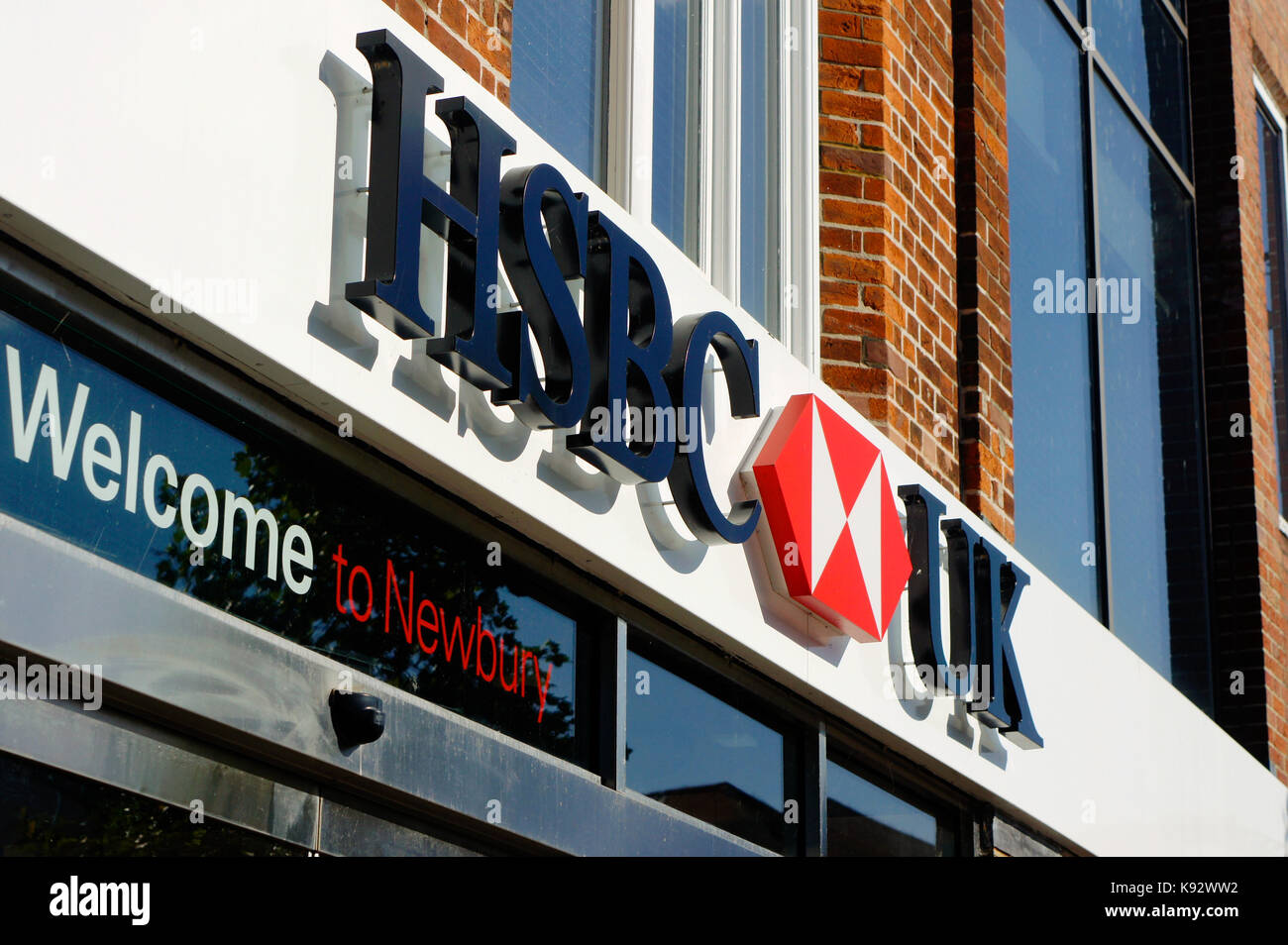 Newbury, UK - August 27 2017:  The exterior of the Newbury branch of HSBC bank Stock Photo