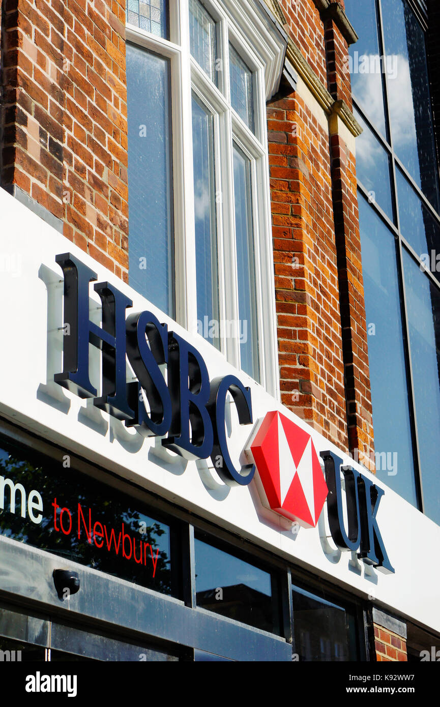 Newbury, UK - August 27 2017:  The exterior of the Newbury branch of HSBC bank Stock Photo